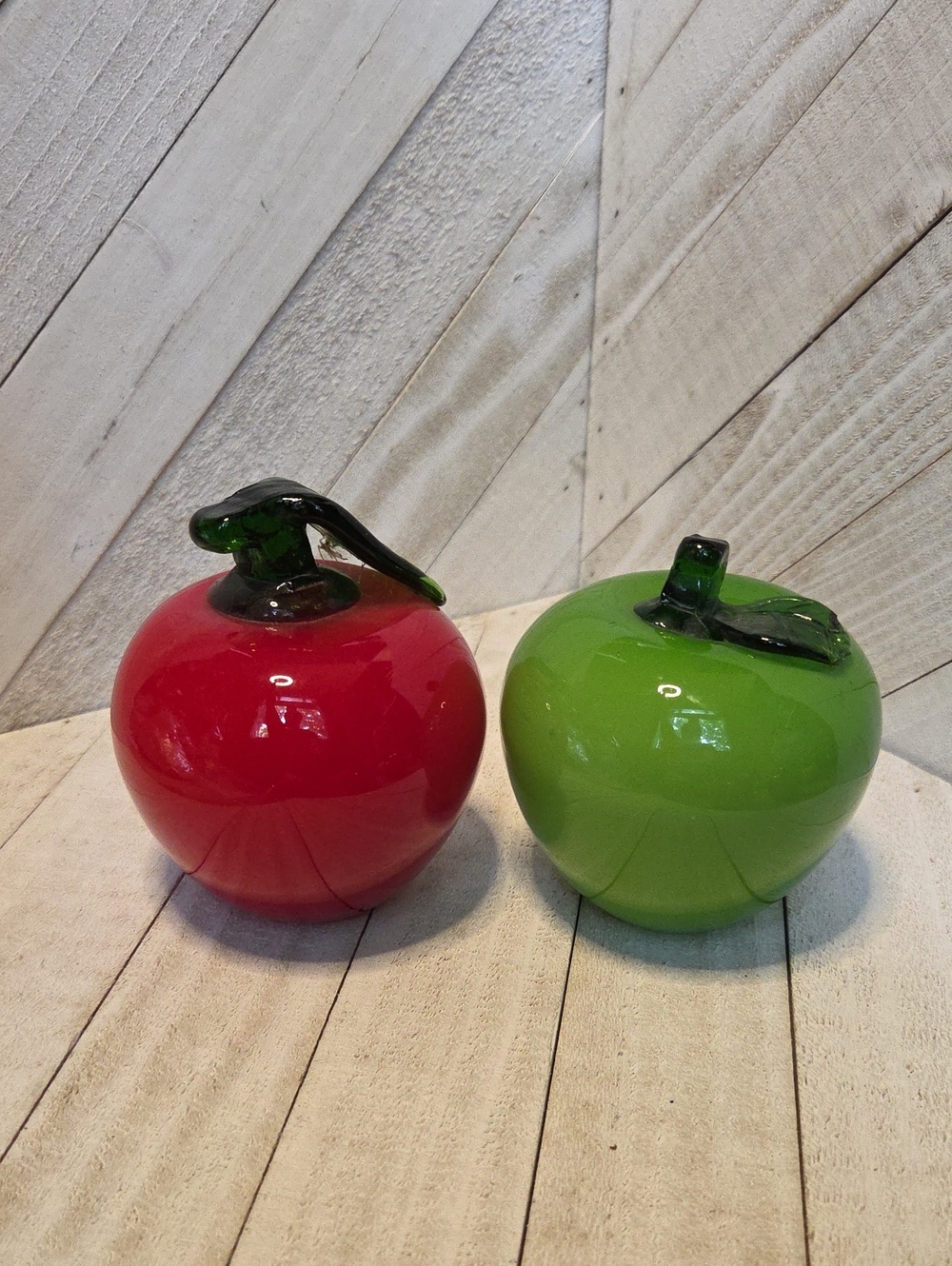 Vintage Green And Red Apples Glass Kitchen Food Decor